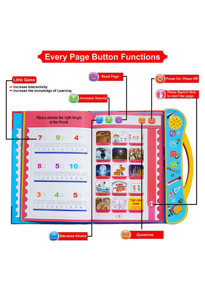 Electronic Intelligent Book with All Learning Materials with Clear Voice with Touch Sensors for kids (Study Book)