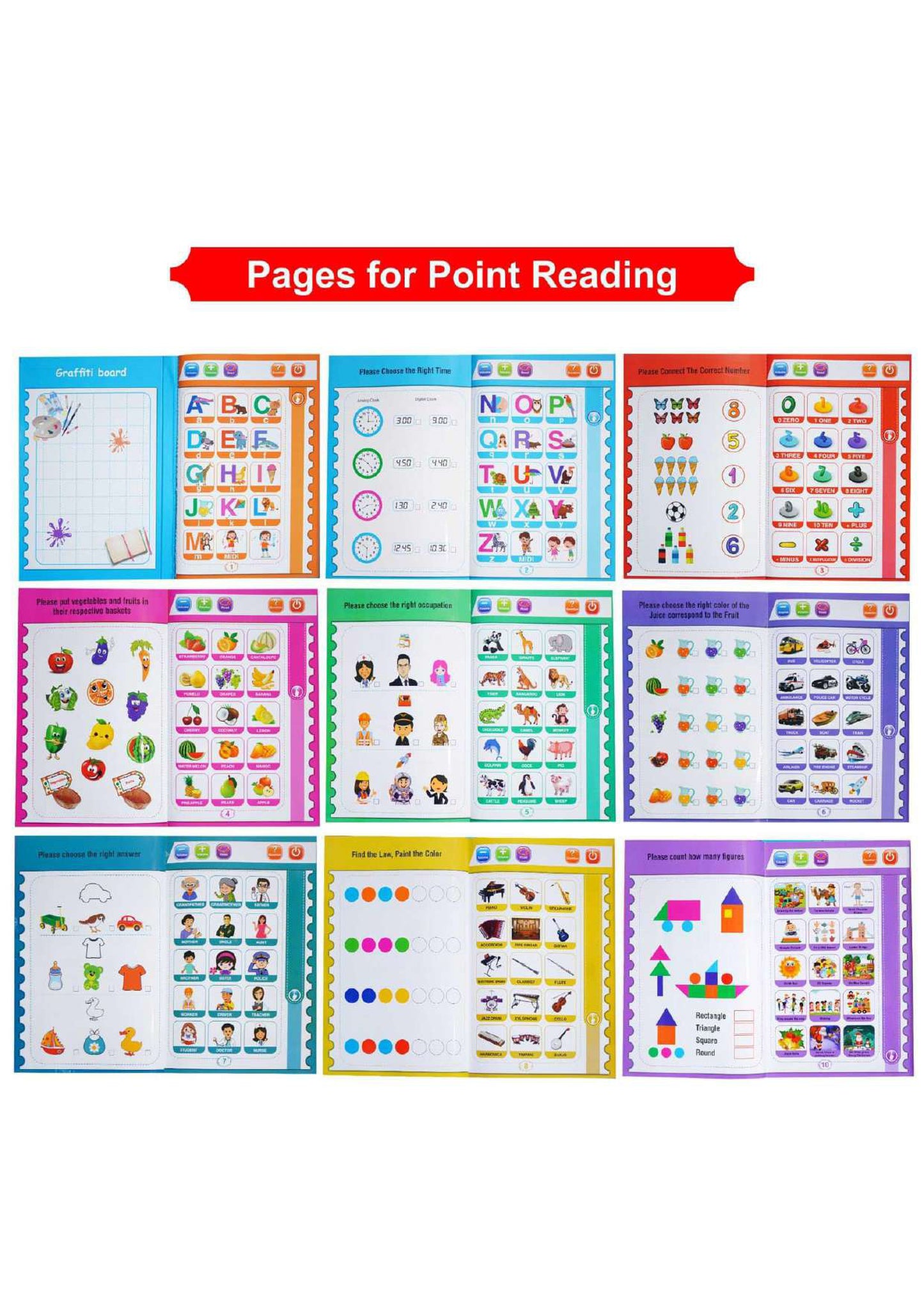 Electronic Intelligent Book with All Learning Materials with Clear Voice with Touch Sensors for kids (Study Book)